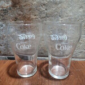 Vintage Enjoy Coca Cola Glass Cups Coke Clear 5" Tall